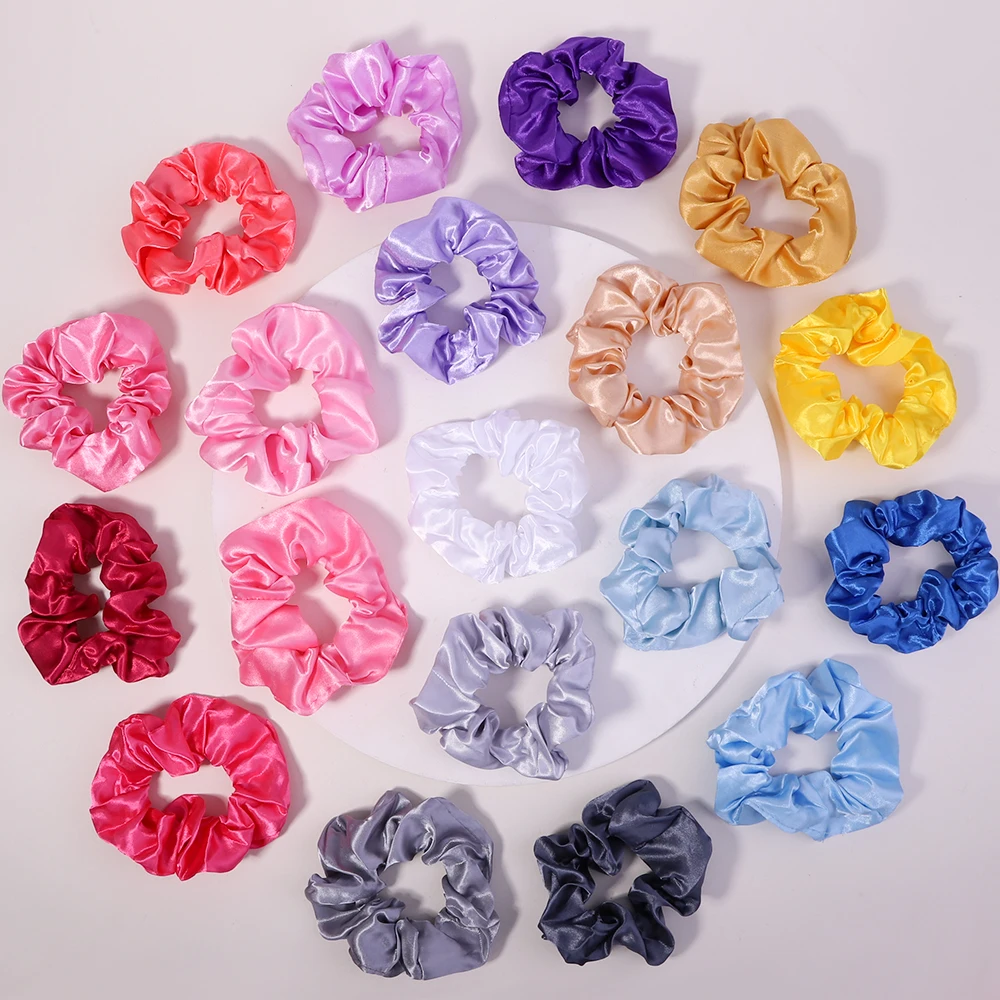 3.9Inches Women Multicolor Silk Scrunchie Elastic Handmade Hair Band Ponytail Holder Adult Hairband Headband Hair Accessories - 2