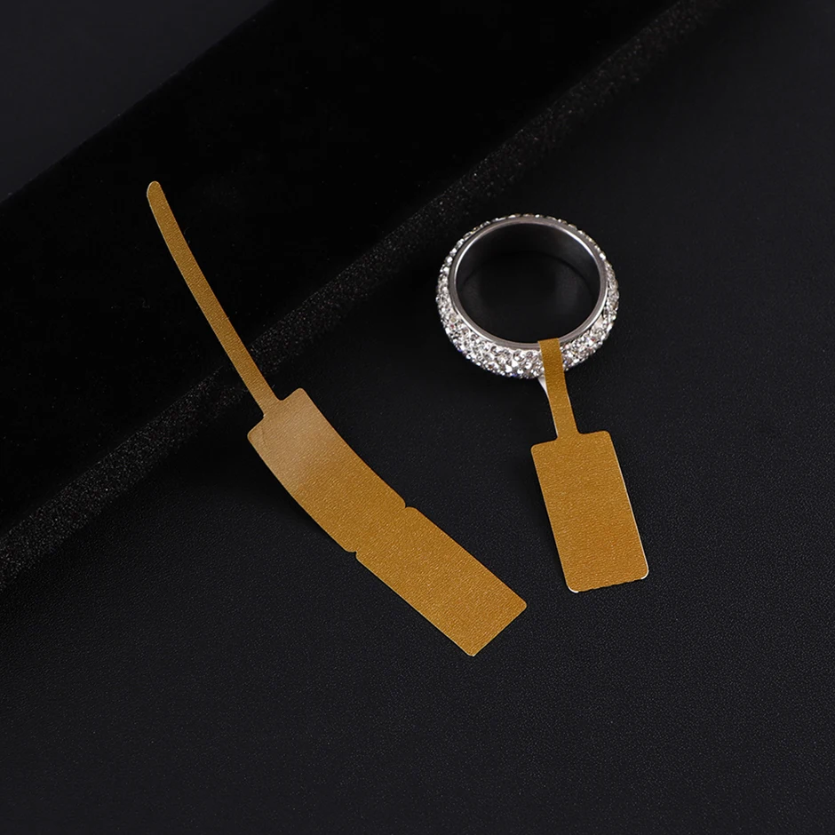 100/200 Stück rechteckige leere Schmuck-Preisschild, selbstklebende Reparaturetiketten, Langhantel-Aufkleber, Karte, Ohrring, Halskette, Display-Verpackung – Detail 3