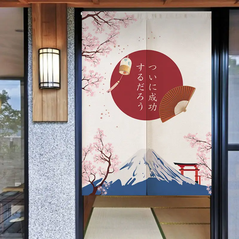 Japanese-style No-Drilling Kitchen/Dining Room Partition Curtain, Four-Season Decorative Half-Length Bathroom Curtain.