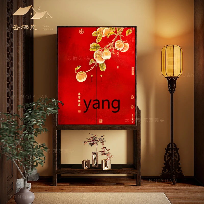 

LH new Chinese light luxury door cabinet Song Dynasty aesthetic solid wood dining side cabinet