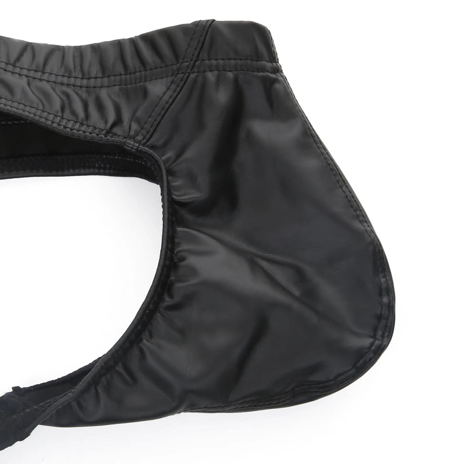 Herren-Bikini-Badehose aus Kunstleder, Patchwork-Mesh, tief sitzende Badehose, Strandshorts, Surf- und Schwimmshorts, Wet-Look – Detail 7