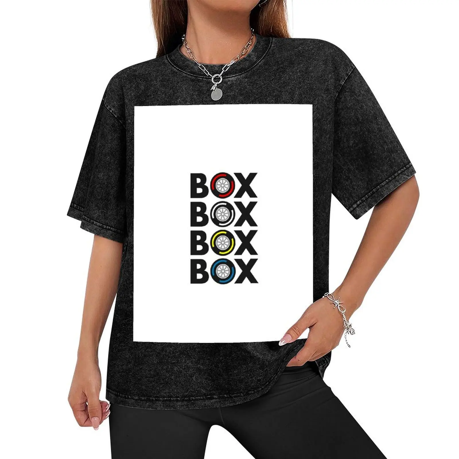 Box Box Box F1 Tyres Compound Design T-Shirt boys animal print summer tops mens t shirts pack