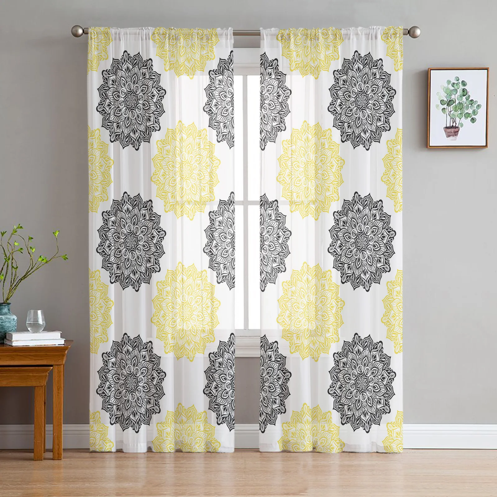 

Mandala Pattern Curtains Living Room Bedroom Kitchen Decoration Window Voiles Organza Tulle Curtain