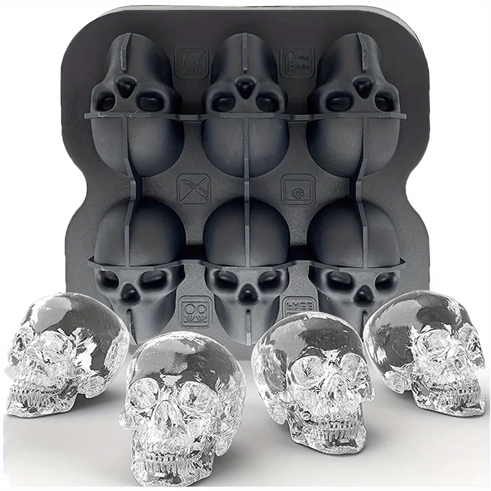 

BPA Free 3D Silicone Skull Ice Ball Mold Flexible Skull Head Ice Tray Cocktail Freezer Ice Maker