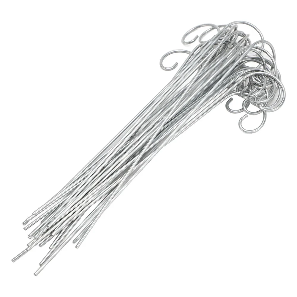 30Pcs 200mm Length Plant Label Hooks 2.0mm Diameter Stainless Steel Plant Label Holder Silver Durable Garden Markers Stake