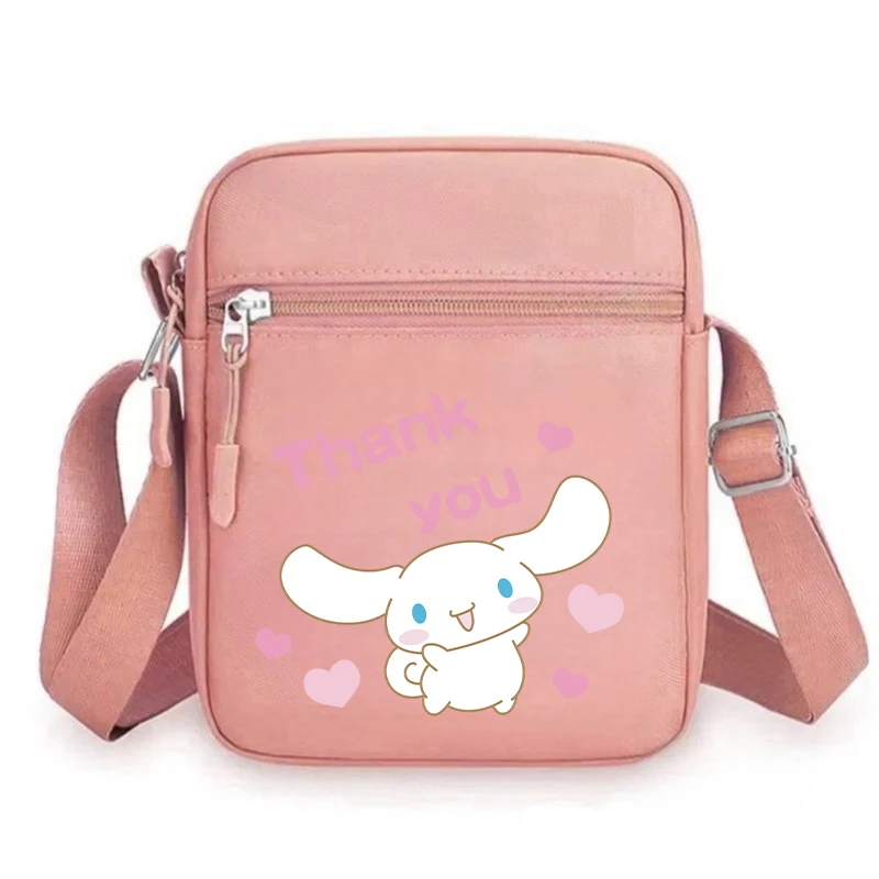 Cinnamoroll 만화 애니메이션 캐주얼 어깨 메신저 가방 Kawaii 소녀 소년 일일 여행 휴대용 동전 키 은행 카드 보관 주머니