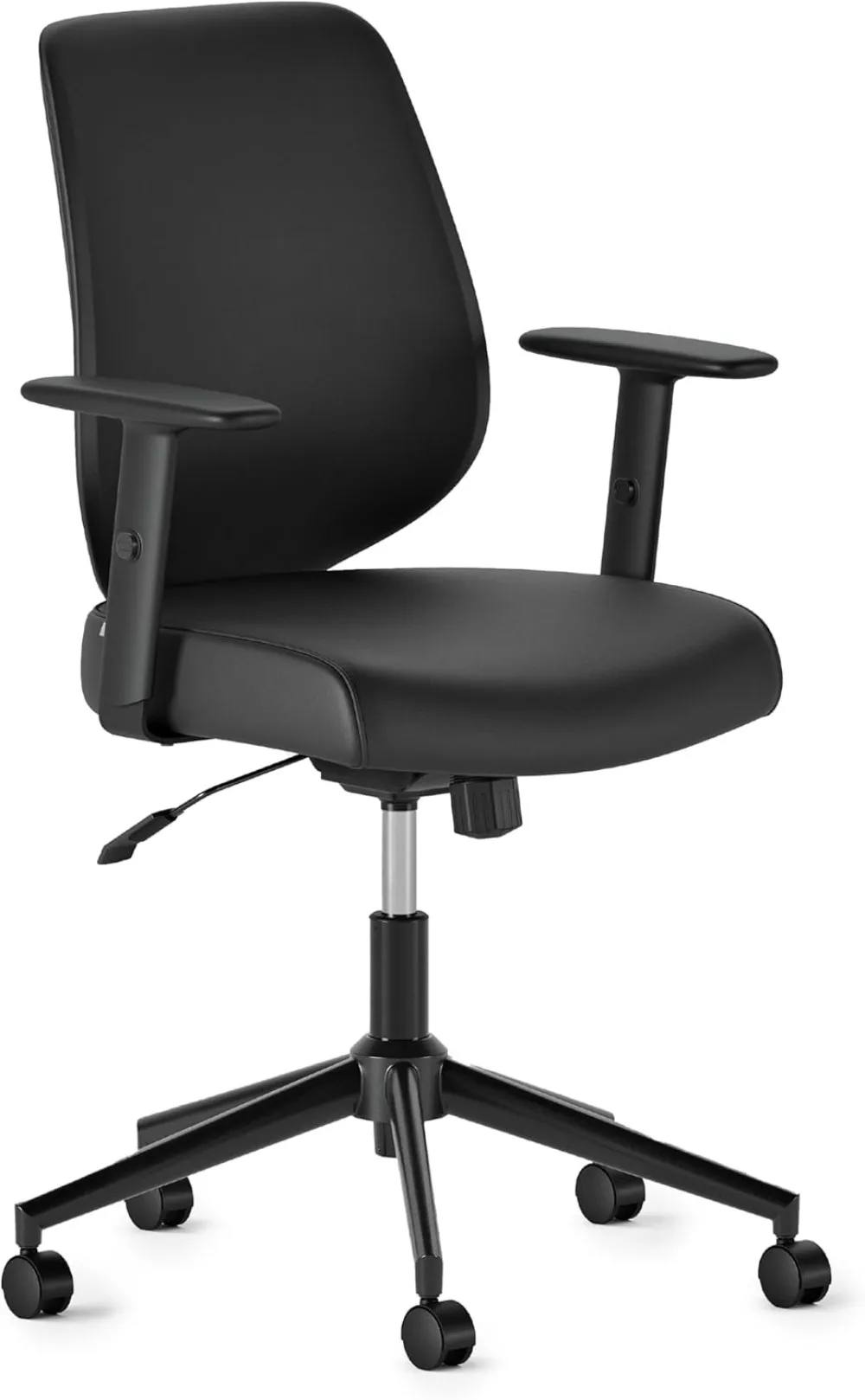 Daily Chair - Vegan Leather Office Chair with Swivel, Lumbar Rest, and Adjustable Armrests - Comfortable Seating