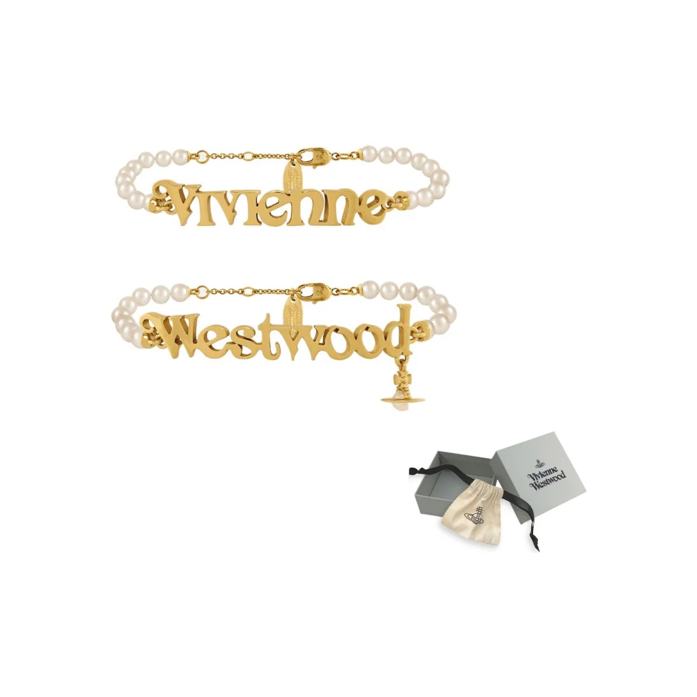 

Vivienne Westwood Amelia pearl-embellished brand name bracelets (set of two) 6103008V-02R313