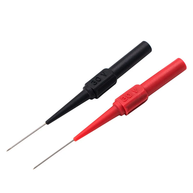 10pcs Insulation Piercing Needle Non-destructive Multimeter Test Probes Measuring Device Red/Black 30V For Banana Plug