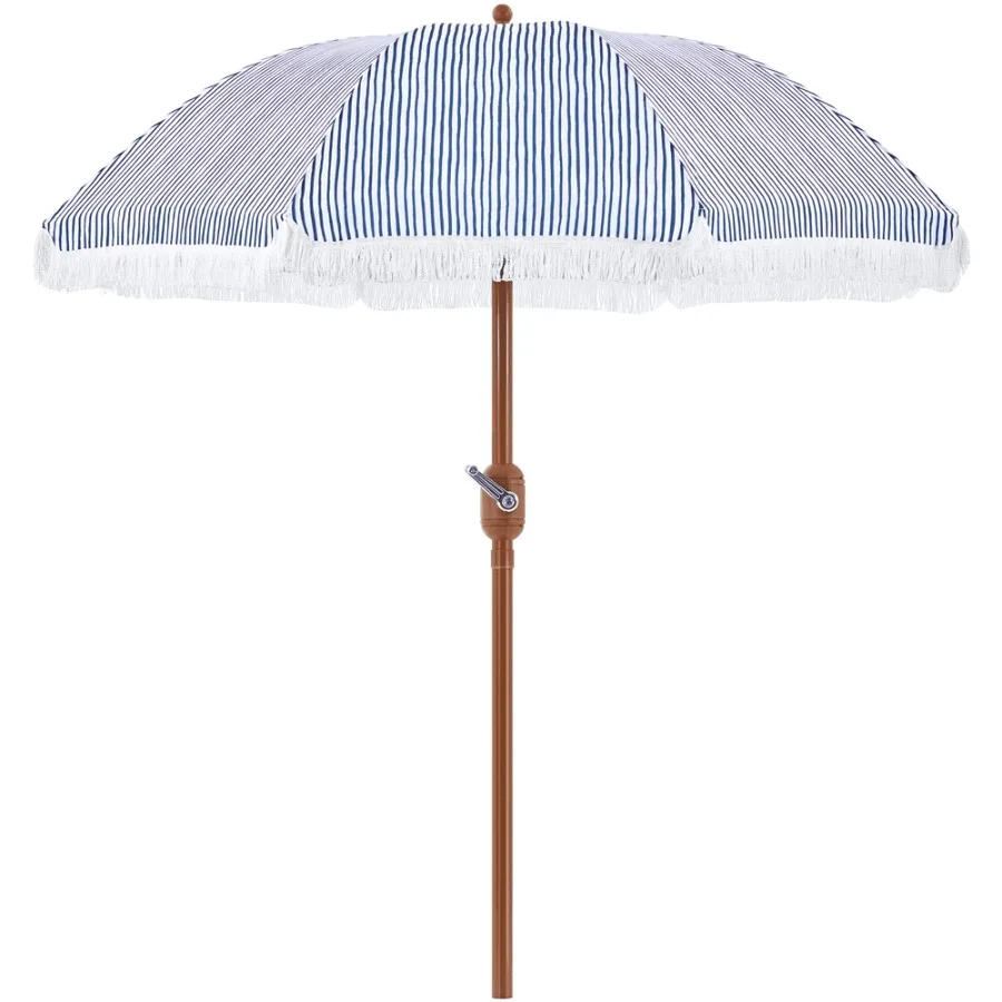 

9Ft Garden Patio Umbrella with Crank Operating Mechanism, Blue/White