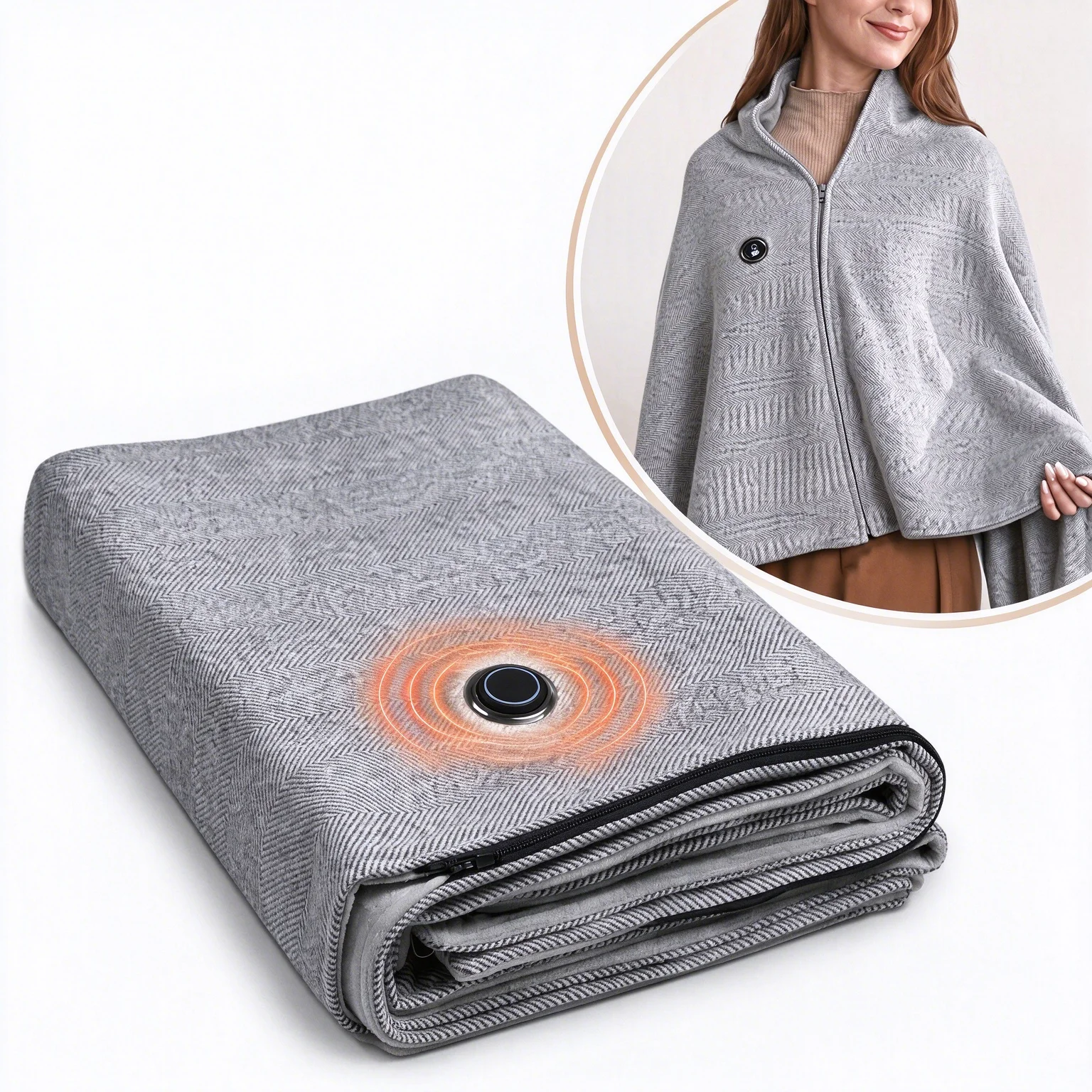 Wearable Blankets for Women, Portable USB Heated Blanket Shawl, with 3 Heat Settings & Fast Heating, for Office Travel home