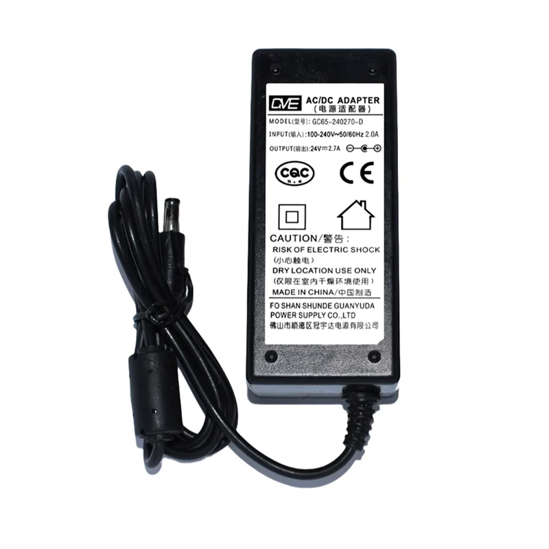 Gve GC65-240270-D 24v 2.4a 65w ac adapter ladegerät für wasserfilter strom versorgung 2,7*5.5mm