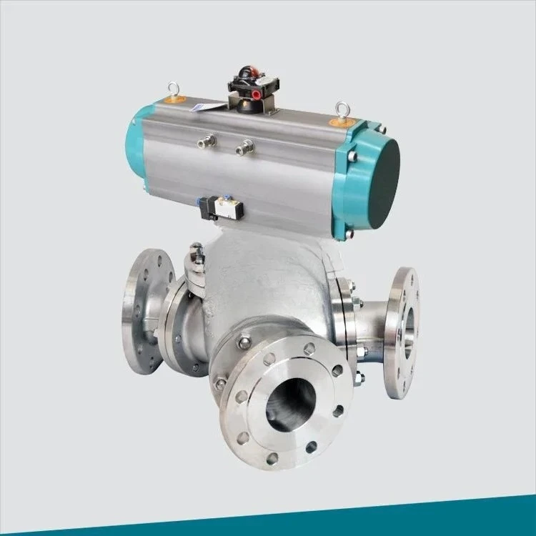 CF8 pneumatic Y-type three-way ball valve with feedback, signal indication Q641Y135F-10P-DN80