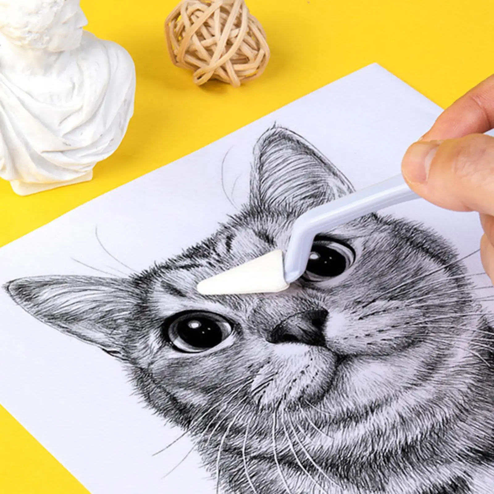 40Pcs Blending Sponge Pen Head Erase Sponge Wiper Sketch Drawing Tools Washable Sponge Wipe Replacement for Highlighting
