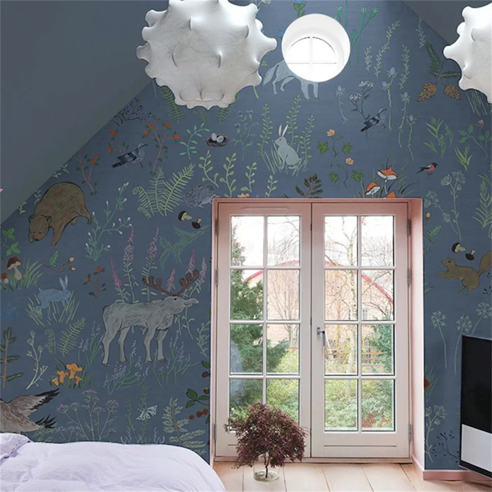 beibehang custom Animal floral American wallpaper for children\'s room Nordic boys and girls bedroom warm wall paper wall cloth