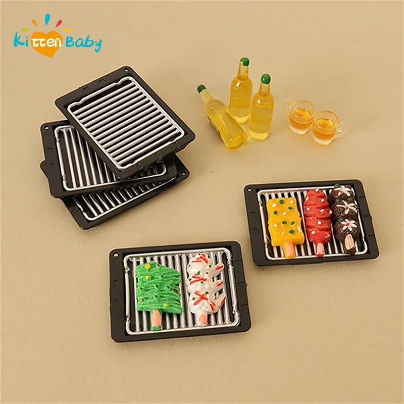 1/12 1/6 Scale Cute Barbecue Skewered Meat or Kabob Fish or Roasted Corn Dollhouse Miniature Food Pretend Play Mini Kitchen Toy