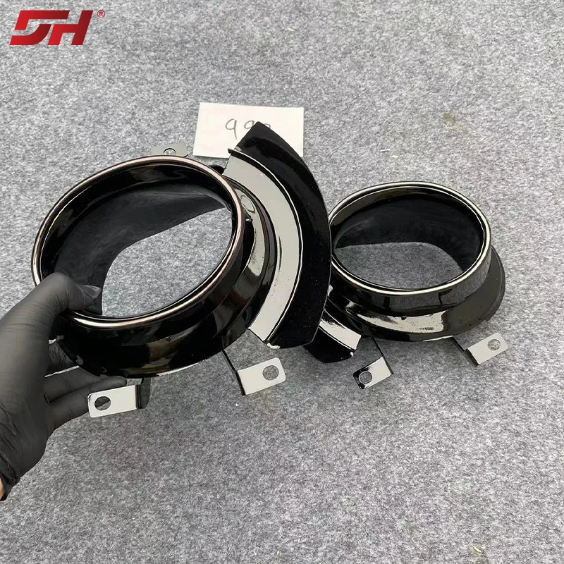 1 Pair Round Black Exhaust Tailpipe for Porsche 911 992 Exhaust Tailpipe Muffler Exhaust System 2019-2023