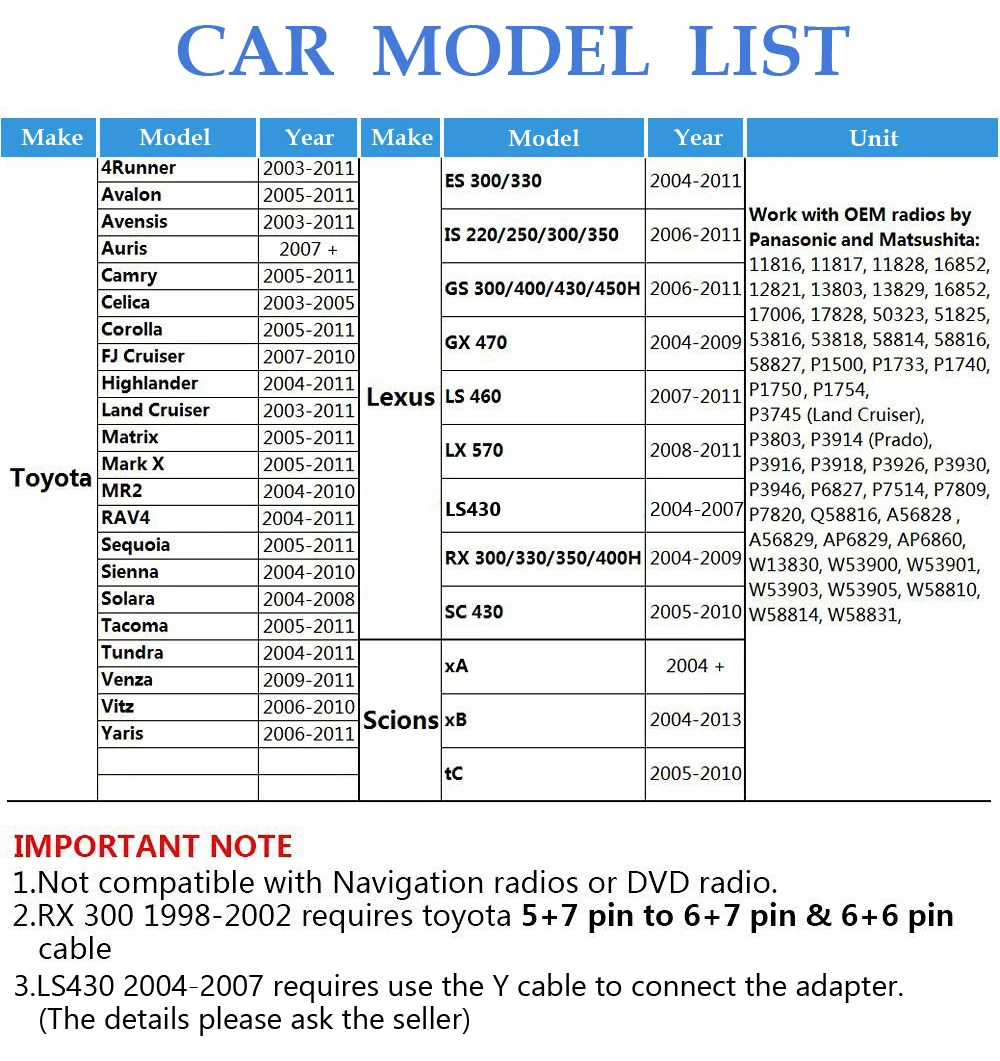 Moonet samochodowy MP3 wejście USB AUX Adapter zmiana CD dla Toyota Avensis RAV4 Auris Corolla Yaris Camry Tacoma i Lexus (6 + 6pin)