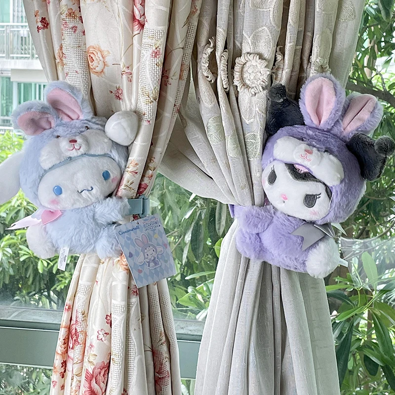 

Cinnamoroll Cosplay Rabbit Curtain Buckle Pompompurin My Melody Plush Doll Cute Kuromi Pochacco Car Decoration Curtain Tie
