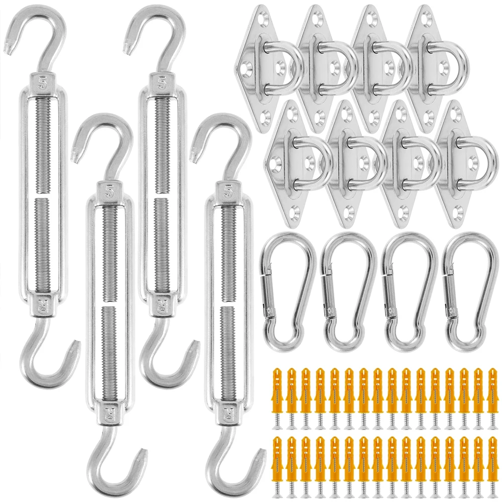 Heavy Duty Stainless Steel Sun Shade Sail Install Attachment Set for Camping Tent Home Garden