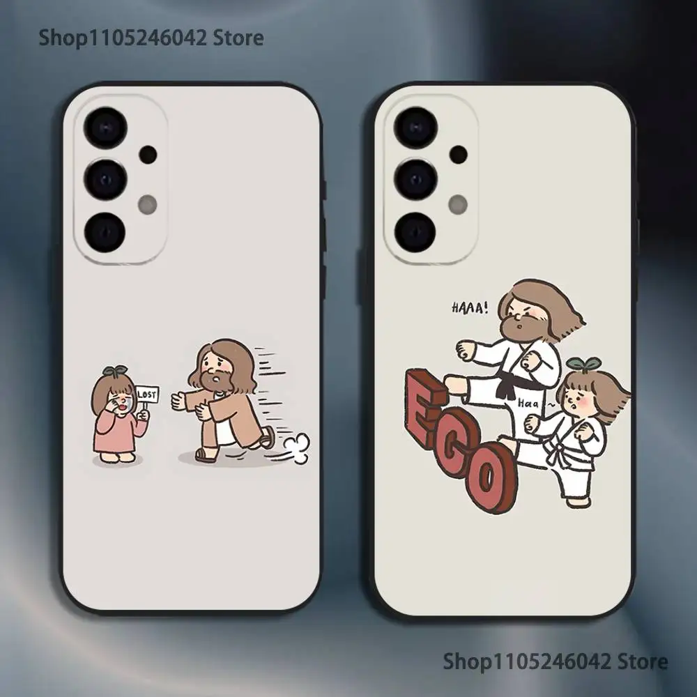 

Funny Cartoon Jesus Girl Phone Case For Samsung S25,S24,S21,S22,S23,S30,Ultra,S20,Plus,Fe,Lite,5G Black Cover