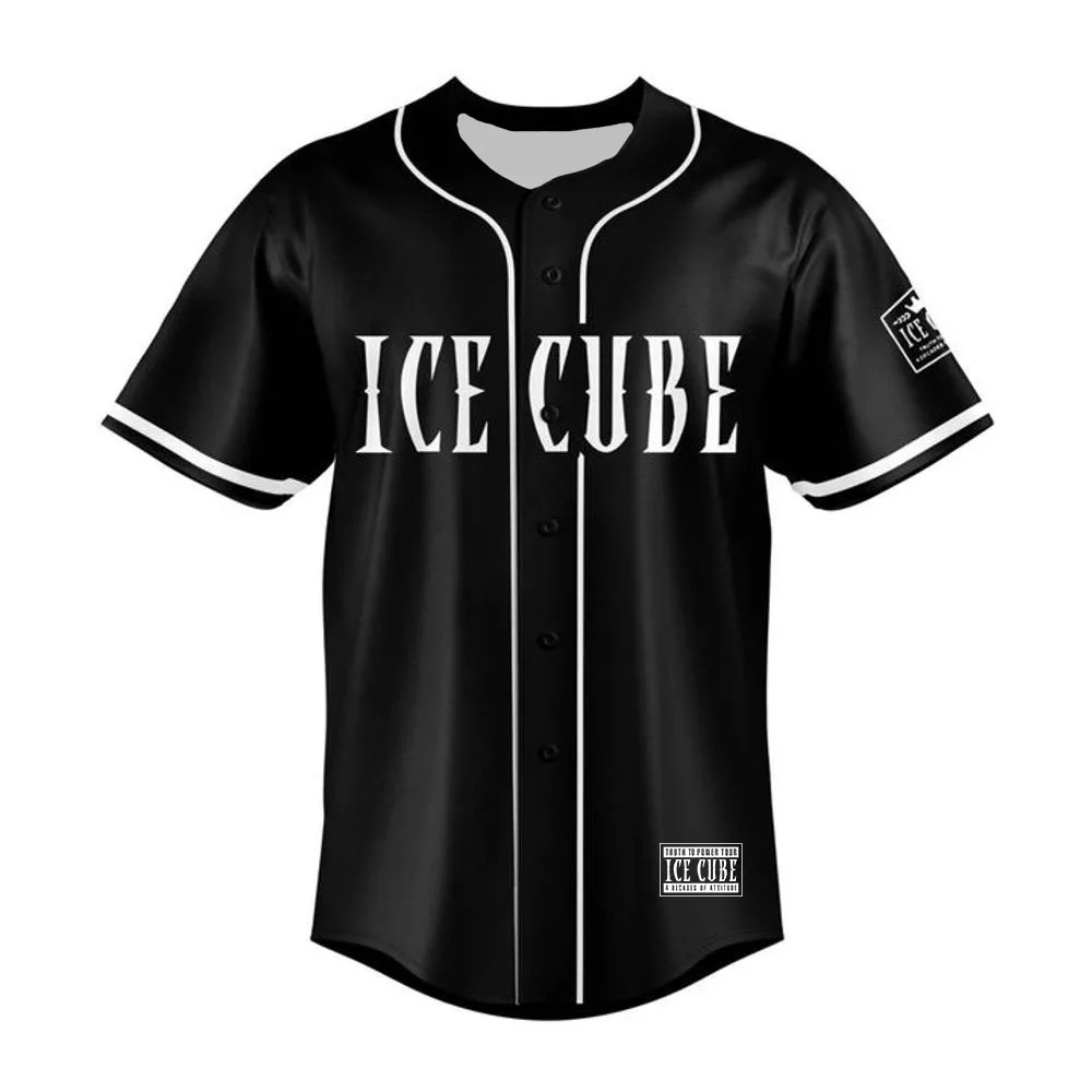 Ice Cube Truth To Power Tour Baseball Jersey Button Down Short Sleeve Hip Hop Streetwear Men Women Couple Sports Shirt Tops Male