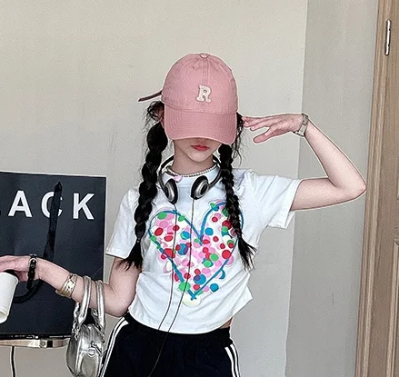 summer 4 6 8 10 12 14 teenager girls cotton t-shirt white black Love print junior kids top tee child clothes 6