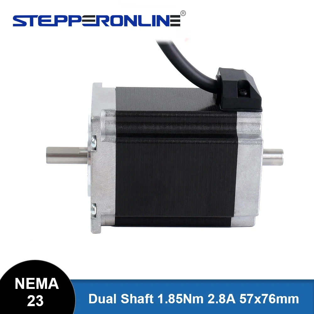 Dual Shaft Nema 23 Stepper Motor 76mm 1.85Nm(261.98oz.in) 4-lead Nema23 Step Motor 2.8A for DIY CNC 3D Printer