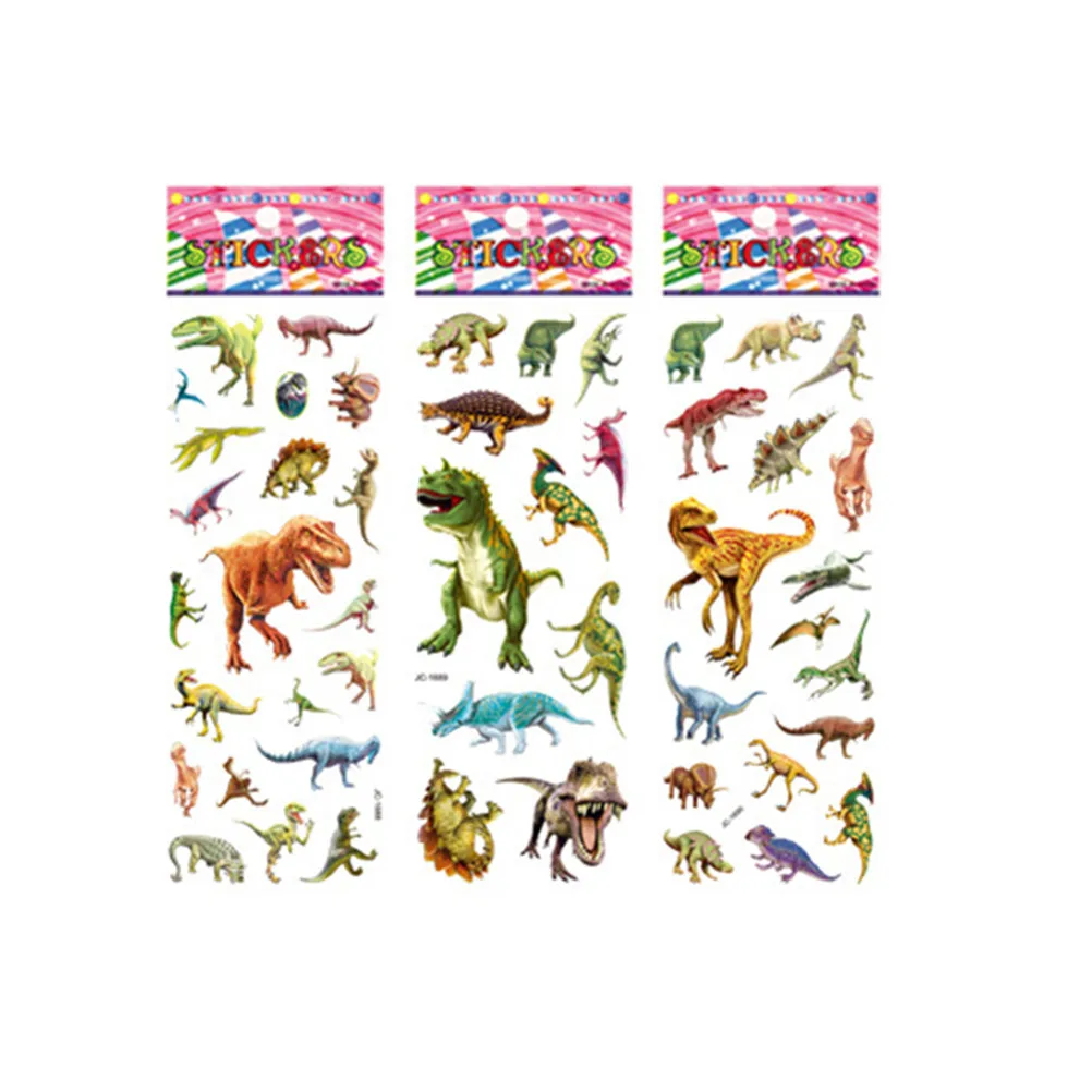 10 sheets Cartoon Bubble Stickers 3D Jurassic Dinosaurs Classic Toys Scrapbook For Kids Children Gift Reward Sticker