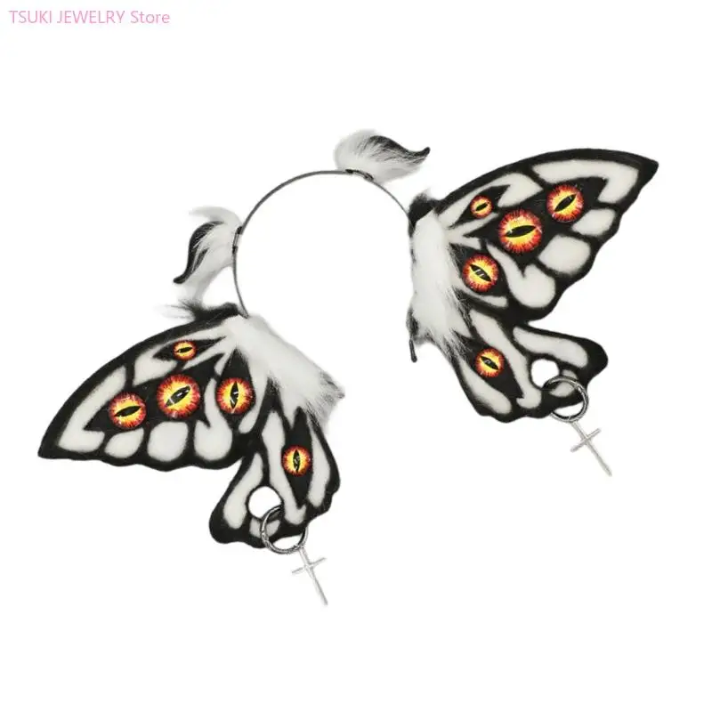 62KE Dark Series Teufelsohr-Haarband, Halloween-Maid-Haarband, Rollenspiel-Charakter-Haarband, Kostümzubehör, Kopfbedeckung