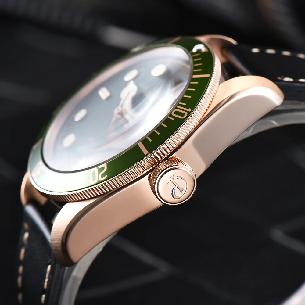 Parnis 41 mm orologio automatico da uomo in cristallo di zaffiro quadrante verde indicatore luminoso impermeabile 10 ATM