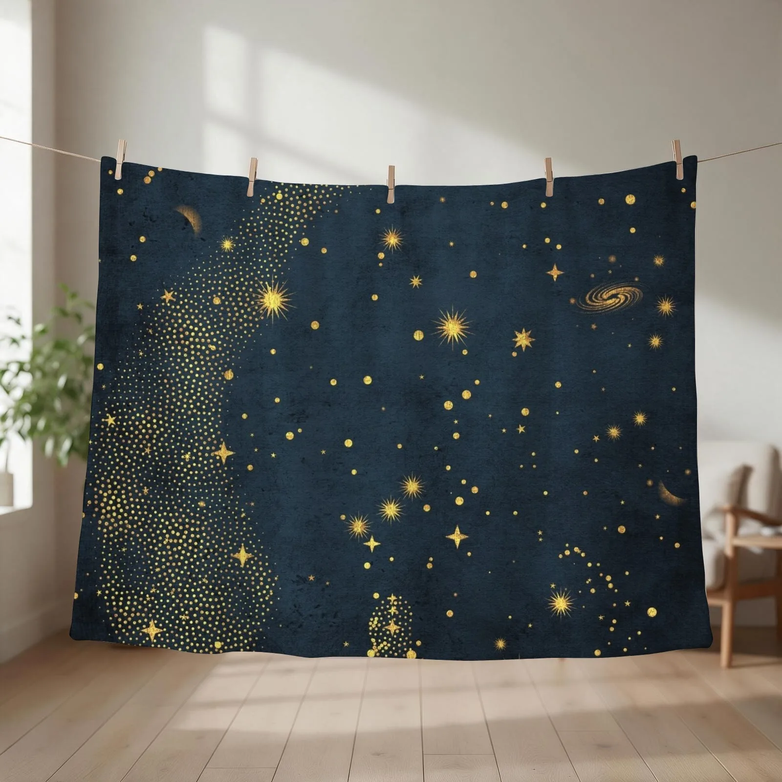 Orion Belt Constellation (blue background) Throw Blanket couch cozy soft plush fuzzy picnic outdoor blanket