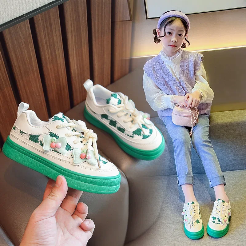 Sneakers Kids Girls Board Shoes Spring New Sweet Lovely Children Shoes Bow Kids Casual Shoes Zapatillas سكسي اطفال صغار Tenis