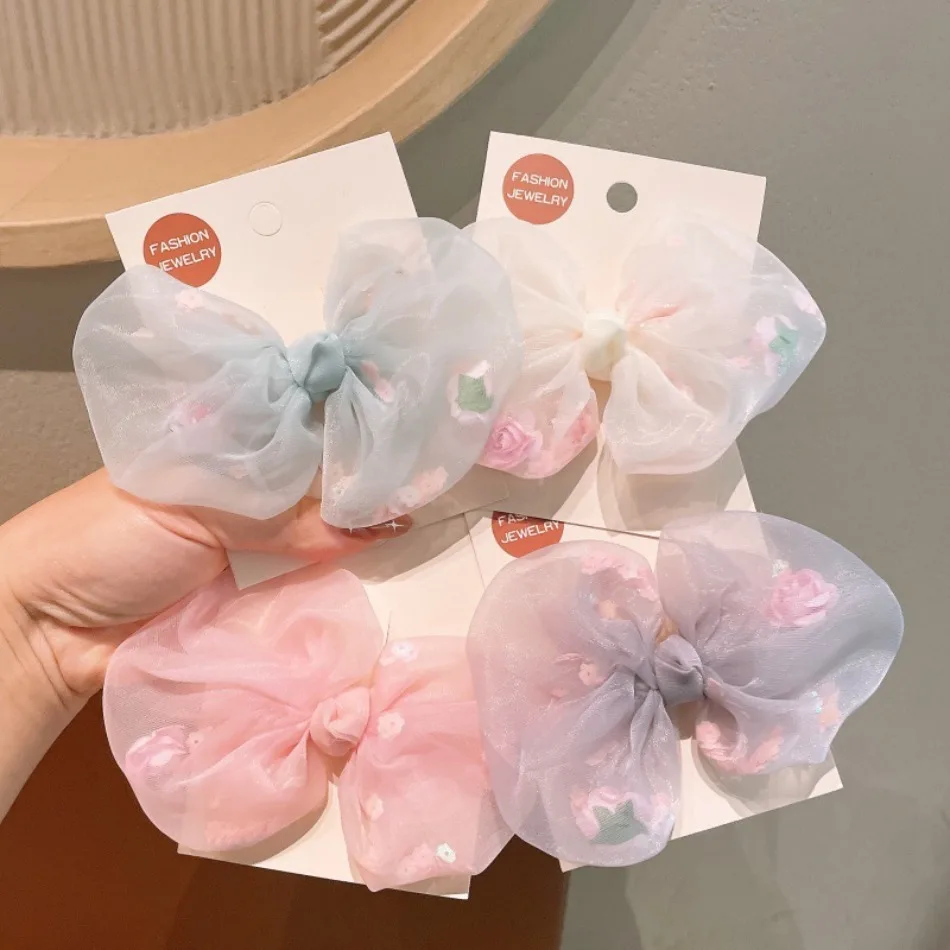 Neue Haarspange für Kleinkinder mit Großer Rosa Schleife, Feenhafter Haarclip mit Blumenmotiv für Mädchen, Kinder-Haarschmuck ZX07