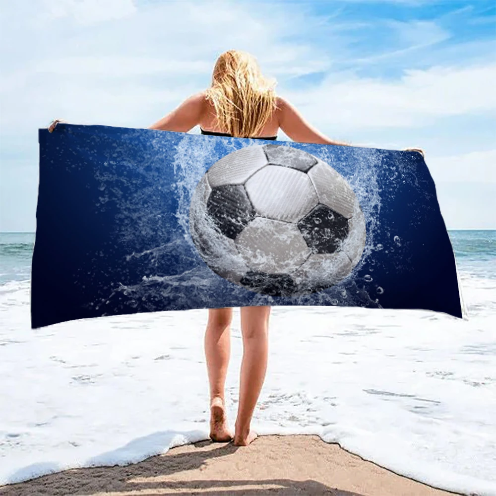 

Спортивные пляжные полотенца 70x140 см: цветной принт футбольной команды, трикотажная быстросохнущая машина из микрофибры, которую можно стирать, для любителей стадиона, подарков