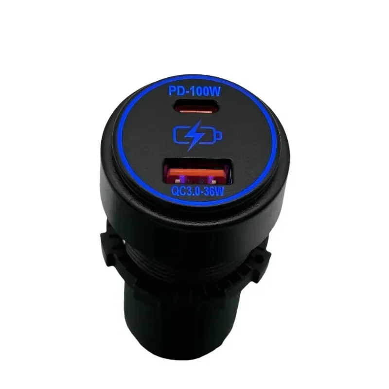 PD100W fast car charger USB + C port adapter