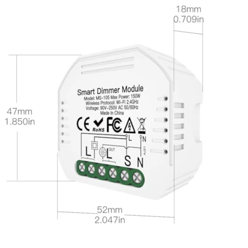 Easy Setup Wireless Light Dimmer Wifi Dimmer Module Voice Control Lighting Smart Light Module Remote Lighting Management