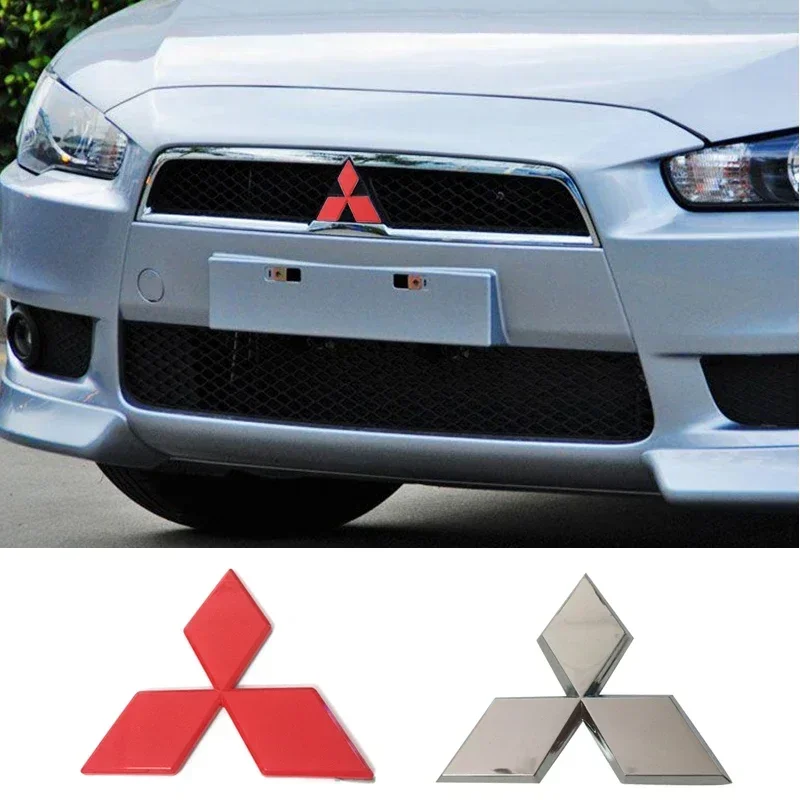 for Mitsubishi Lancer Pajero V3 Car Front Grille Badge Rear Trunk Refitting Emblem ABS Head Stickers Auto Exterior Accessoreies