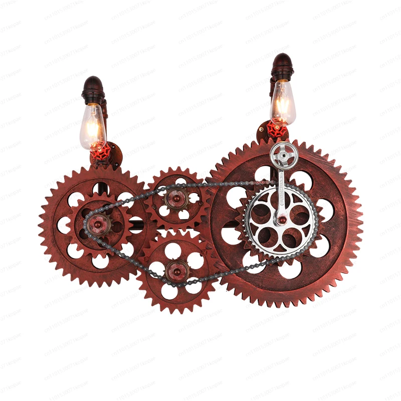 

Vintage Nostalgic Industrial Wall Creative Personality Loft Gear Restaurant Aisle Bar Cafe Hose Wall