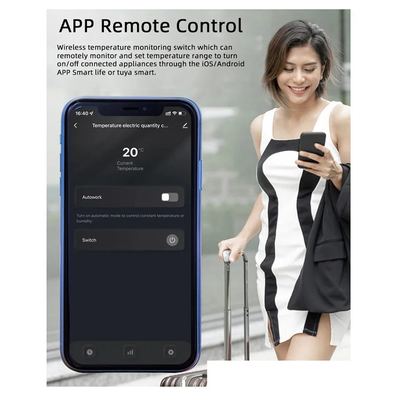 N82R Tuya Wifi 16A Smart Temperature Switch Tuya Wifi Power Monitor Remote Control Smart Temperature Switch