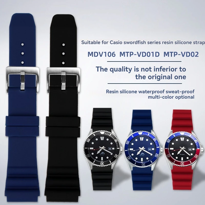 for Casio Casio Swordfish watch MDV-106 Water Ghost MTP-VD01 MTP-1374 MTP-1375 resin silicone watch with 22mm