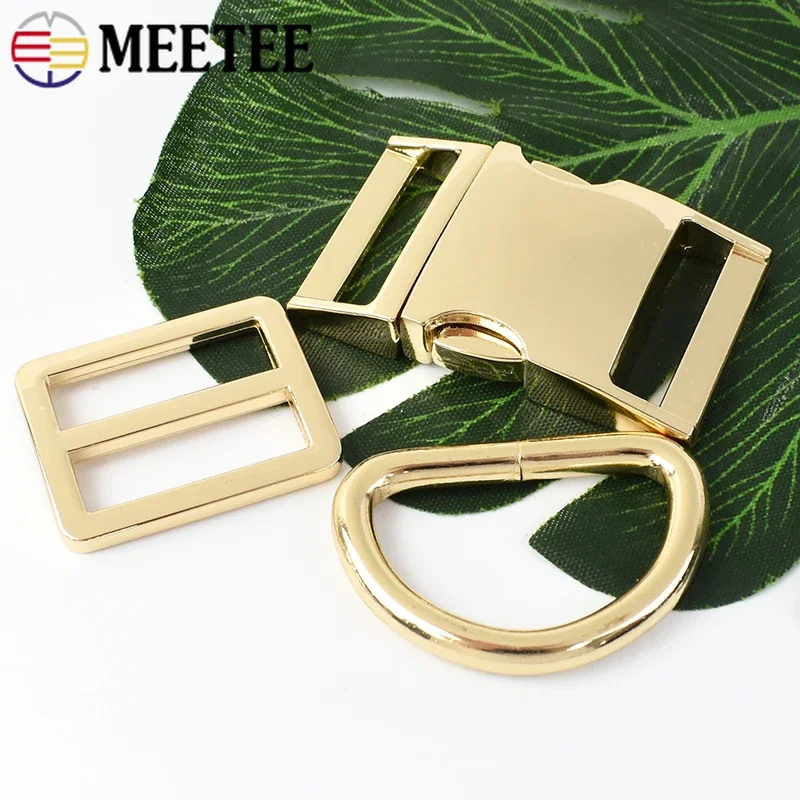 2/5Sets 15-38mm Metal Quick Release Buckles D Ring Connector Hook Bag Strap Tri-Glide Clasp Dog Collar DIY Hardware Accessories