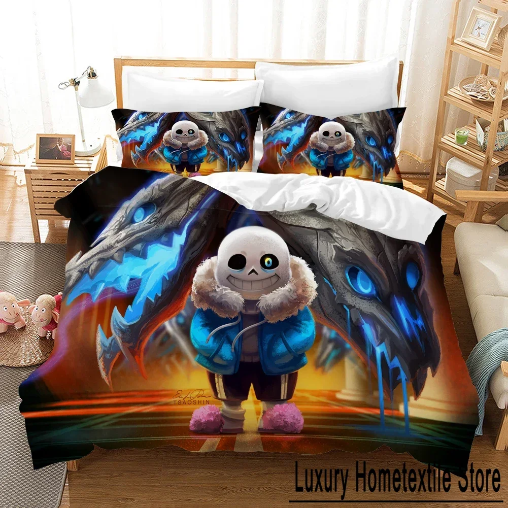 3D Printed Undertale Game Frisk Sans Papyrus Bedding Set Boys Girls Twin Queen Size Duvet Cover Pillowcase Bed Kids Adult