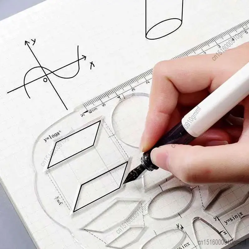 Multifunction Fast Drawing Template School Student Art Design Circle Geometry Math Function Drafting Measuring Ruler Protractor