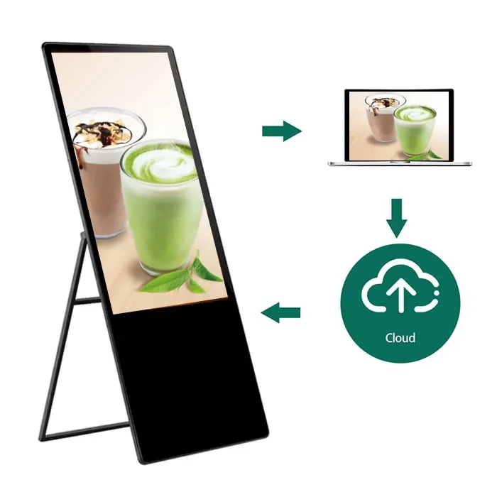 43 49 55 polegadas interior móvel bateria energia publicidade sinalização display portátil tela de toque lcd cartaz digital