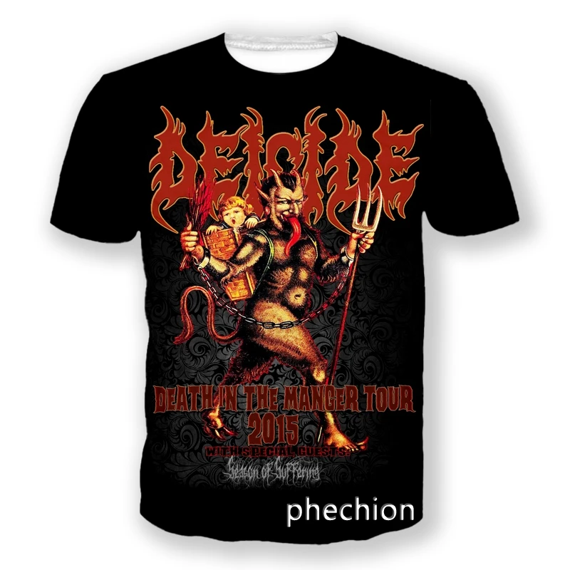 phechion New Fashion Men/Women DEICIDE Band 3D Print Short Sleeve T-Shirt Casual Hip Hop Summer T Shirt Tops S144