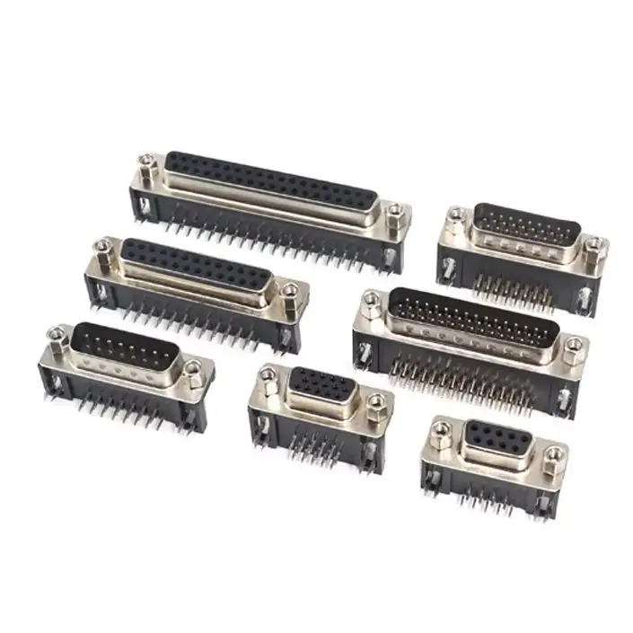 【3-2PCS】DR9 DR15 DR25 DR37 Hole/Pin Female/Male Right Angle Welded D-Sub Connector RS232 Serial Port Adapter DB9 9/15/25/37Pin