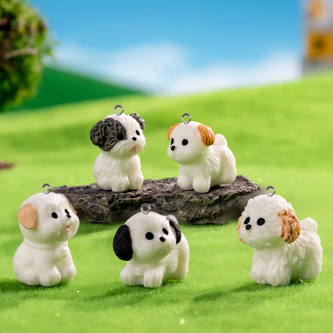 

10pcs Cute Little Dog Resin Charms Animal Pendant DIY Phone Chains Keychain Earring Accessory for Jewelry Making Findings