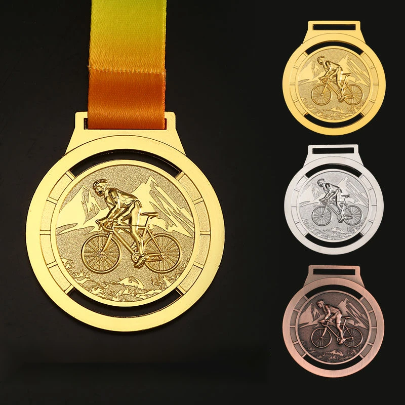 Cycling Competition Medals, Gold, Silver and Bronze, Bicycles, Balance Bikes, Universal Prize Tags
