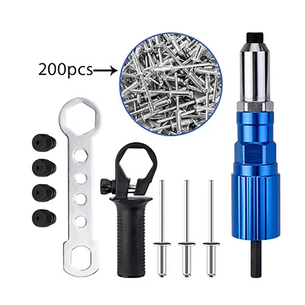 Electric Rivet Gun 2.4mm-4.8mm Rivet Nut Gun Bit Adapter Cordless Riveting Tool Accessories For Woodworking